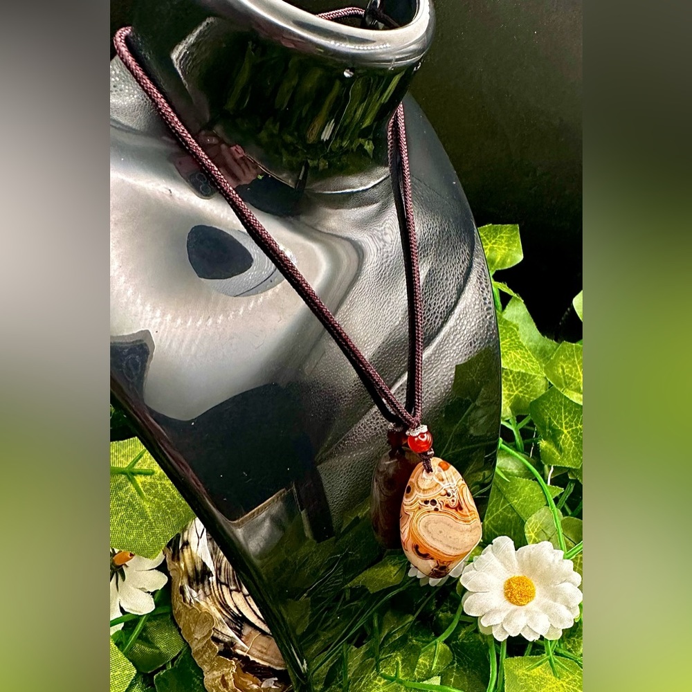 Sardonyx Banded Agate Stone Necklace Boho